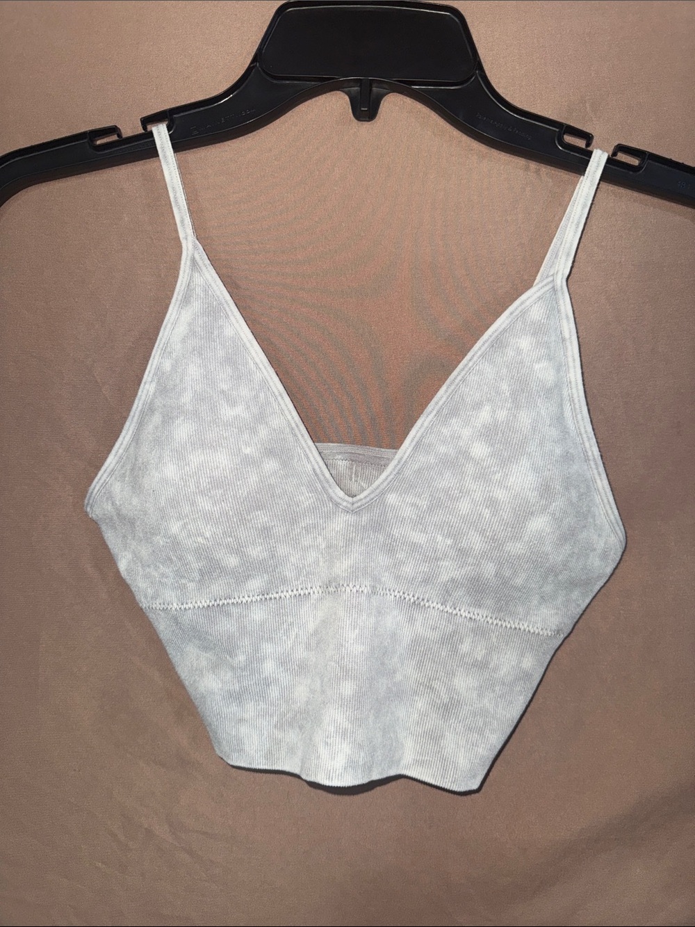 NWT Zenana Outfitters Light Gray Tie-Dye V-Neck Bra w/ adjustable straps S/M